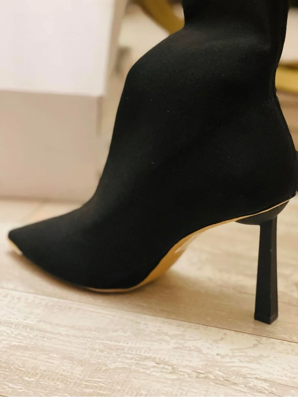Aldo Black Stretch Over-the-Knee Stiletto with Gold Toe Accent